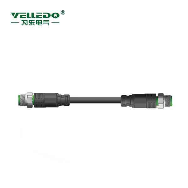 M12-2M08T-2.0PVC/BK  雙端M12預鑄8針直帶2米PVC黑色線