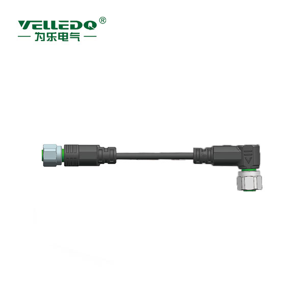 M12-F05T/F05S-2.0PVC/BK  M12预铸5孔直转5孔弯带2米PVC黑色线