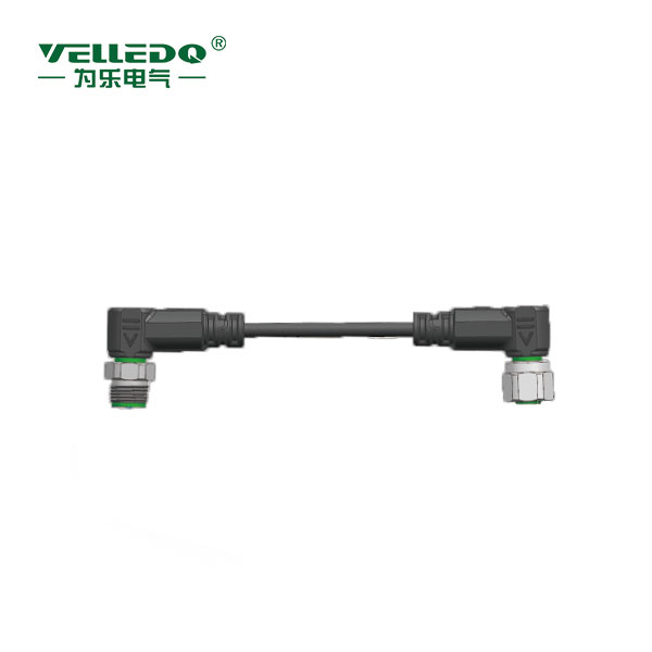 M12-M08S/F08S-2.0PVC/BK  M12預(yù)鑄8針彎轉(zhuǎn)8孔彎帶2米PVC黑色線
