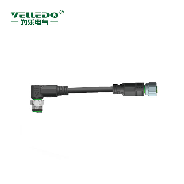 M12-M08S/F08T-2.0PVC/BK  M12預(yù)鑄8針彎轉(zhuǎn)8孔直帶2米PVC黑色線