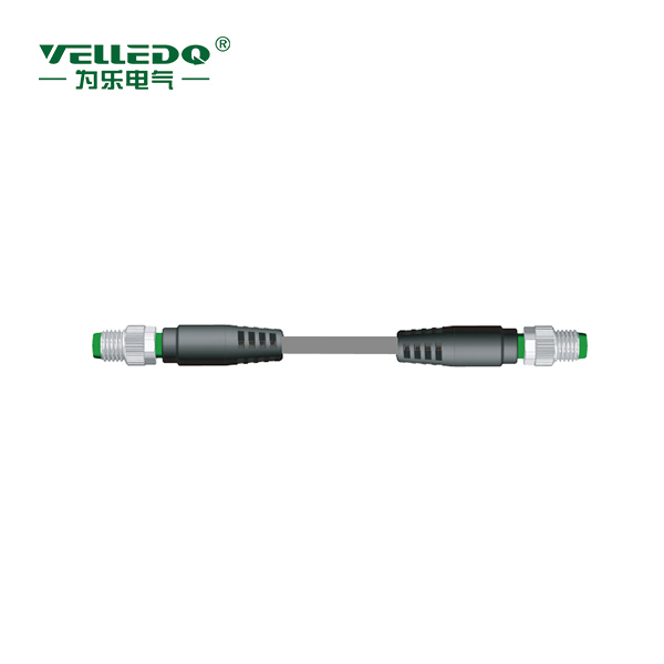 M8-2M03T-2.0PVC/BK  双端M8预铸3针直带2米PVC黑色线