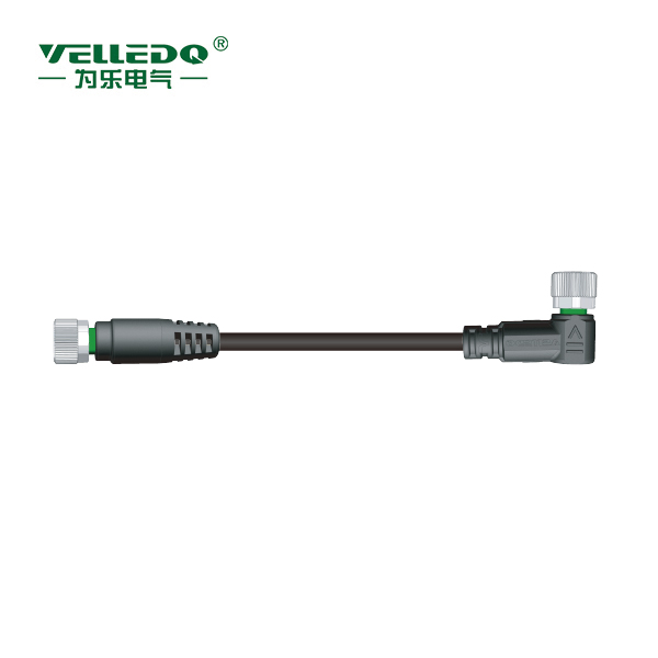 M8P-F03T/F03S-2.0PVC/BK  M8 3孔直转3孔弯带2米PVC黑色线