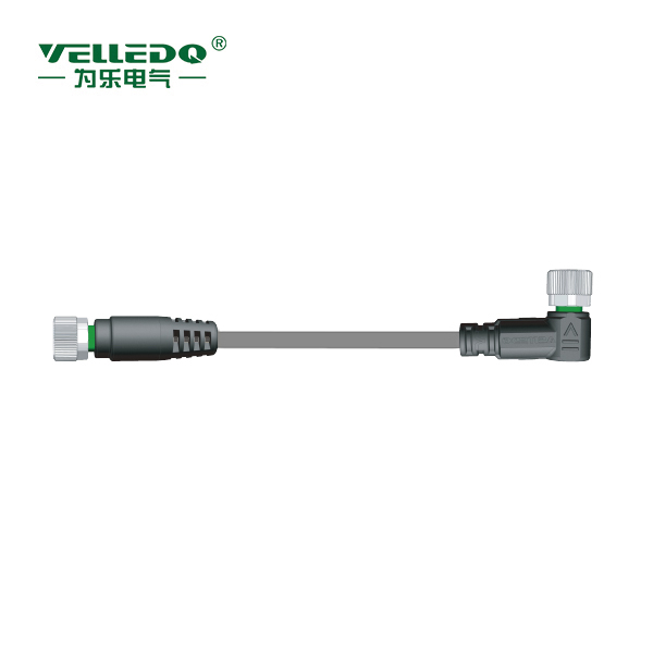 M8P-F03T/F03S-2.0PVC/GY  M8 3孔直转3孔弯带2米PVC灰色线
