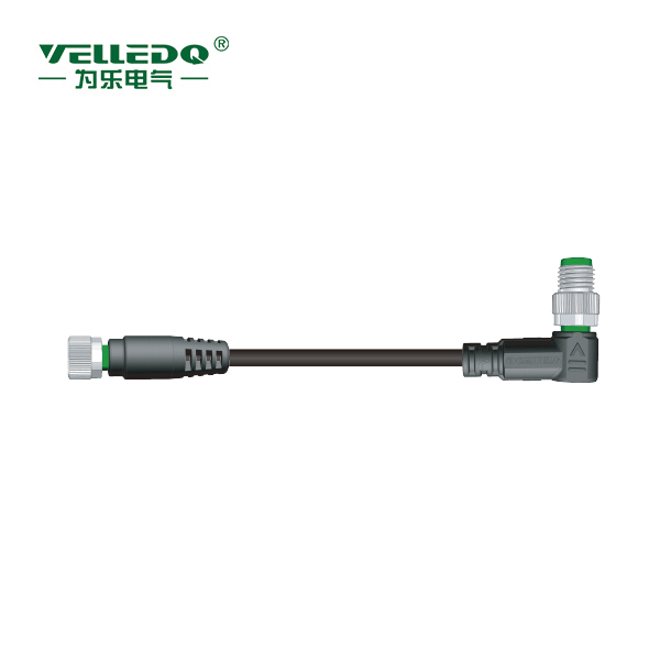 M8-F03T/M03S-2.0PUR/BK  M8预铸3孔直转3针弯带2米PUR黑色线