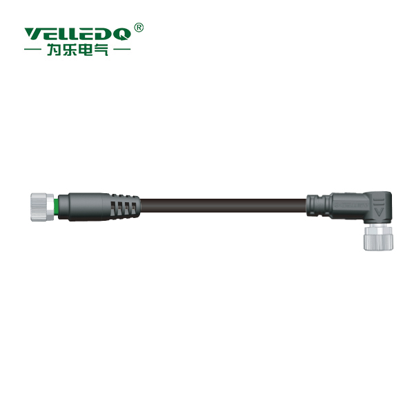 M8P-F04T/F04S-2.0PVC/BK  M8 4孔直转4孔弯带2米PVC黑色线