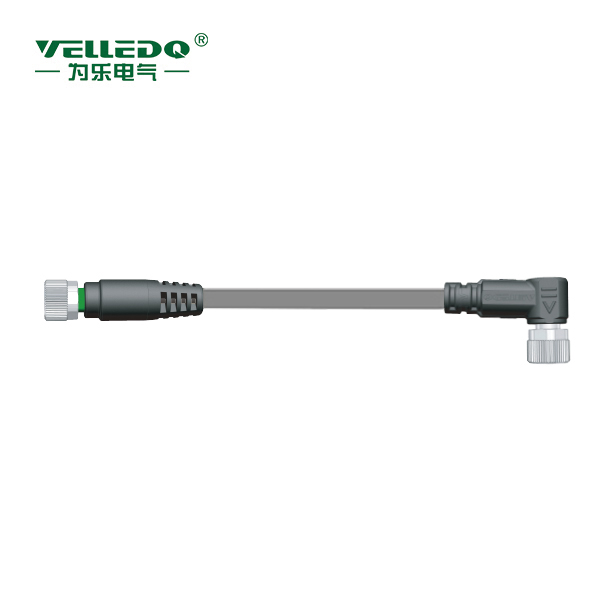 M8-F04T/F04S-2.0PVC/GY  M8预铸4孔直转4孔弯带2米PVC灰色线