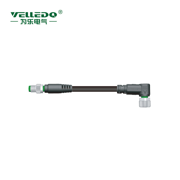 M8-M03T/F03S-2.0PVC/BK  M8预铸3针直转3孔弯带2米PVC黑色线