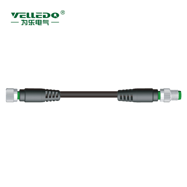 M8-M03T/F03T-2.0PVC/BK  M8预铸3针直转3孔直带2米PVC黑色线