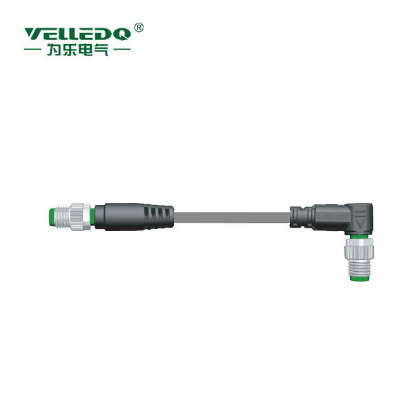 M8P-M03T/M03S-2.0PVC/GY  M8 3针直转3针弯带2米PVC灰色线