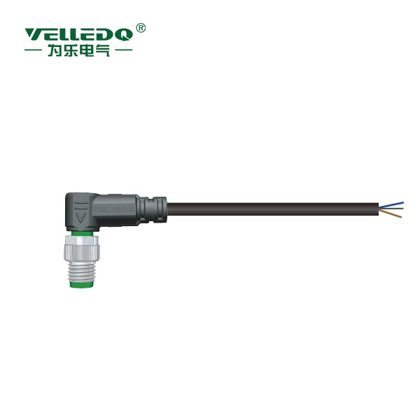 M8P-M04S-2.0PVC/BK   M8屏蔽4针弯带2米PVC黑色线