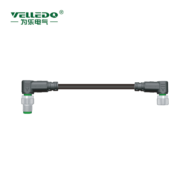 M8P-M04S/F04S-2.0TL/BK  M8 4针弯转4孔弯带2米拖链黑色线
