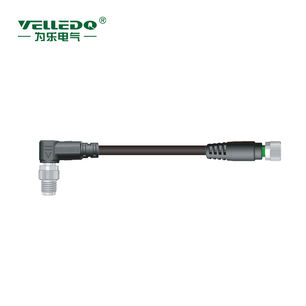 M8P-M04S/F04T-2.0PVC/BK  M8 4针弯转4孔直带2米PVC黑色线