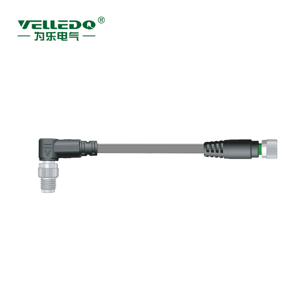 M8-M04S/F04T-2.0PVC/GY  M8预铸4针弯转4孔直带2米PVC灰色线