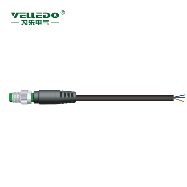 M8P-M04T-2.0PVC/BK  M8屏蔽4针直带2米PVC黑色线