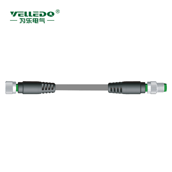 M8-M04T/F04T-2.0PVC/GY  M8预铸4针直转4孔直带2米PVC灰色线
