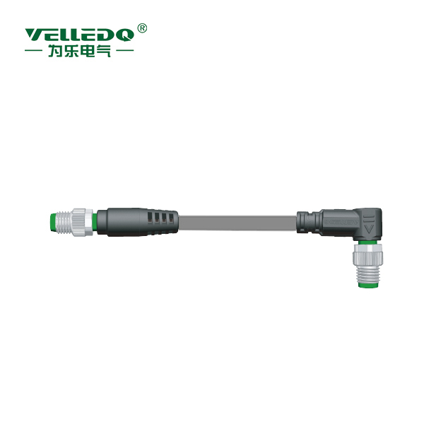 M8-M04T/M04S-2.0PVC/GY  M8预铸4针直转4针弯带2米PVC灰色线