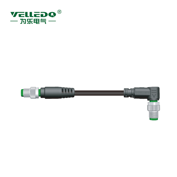 M8P-M04T/M04S-2.0PVC/BK  M8 4针直转4针弯带2米PVC黑色线